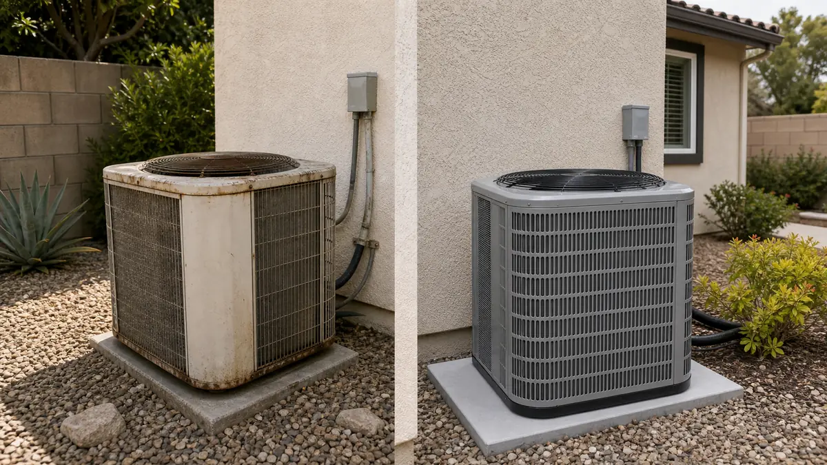 Comparing repair and replacement on an aging condenser in Woodland Hills 91364